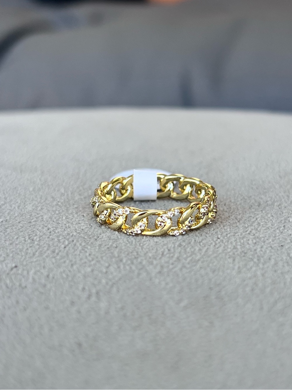 Gold Filled Cubic Zirconia Pave Cuban Link Ring Size 9